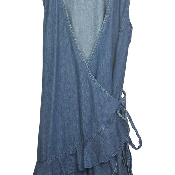 Ralph Lauren Jeans Company Size XL Denim True Wrap Dress Ruffle Tulip Hem - Picture 4 of 7